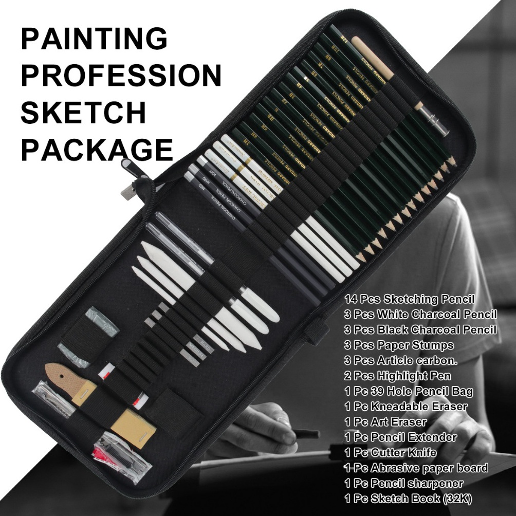 

SeamiArt 36pcs Drawing Sketch Pencil Set Charcoal Pencils 6H12B Pencils Sketch Book Pensil sketsa sketsa penghapus KODE G6B3