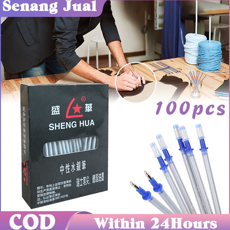 

SHENG HUA 1Pcs Silver Pen For Leather Refill Pulpen Silver Pola Kulit Pena Erasable Pen KODE D7J9