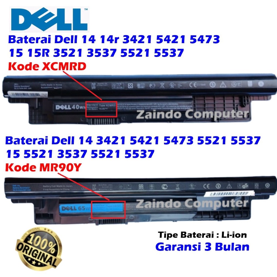 ORIGINAL BATERAI DELL MR9Y XCMRD 14R 3421 5421 5473 15R 5521 3521 LATITUDE 344 354 3121433 LATITUDE 