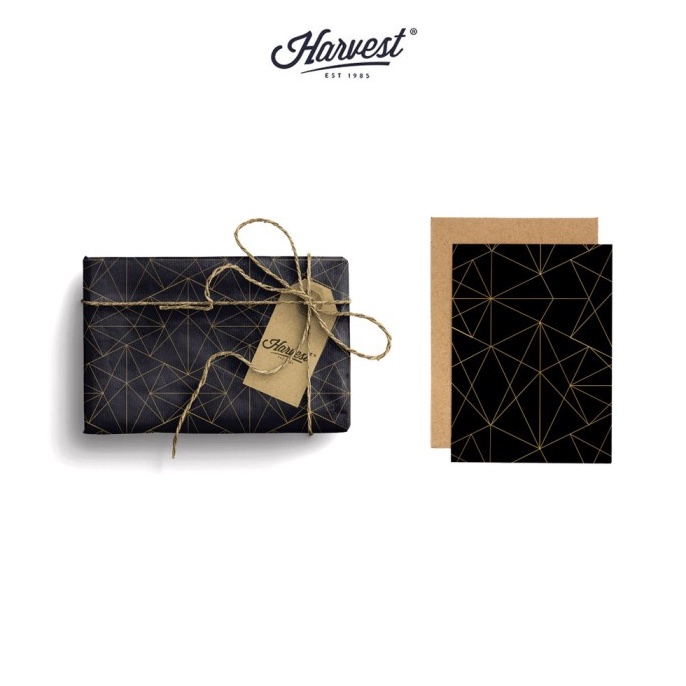 

SUPER Paket Kertas Kado Kartu Ucapan Harvest Wrap Kit Dream Black