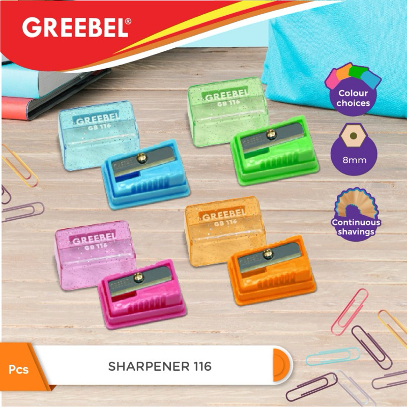 

GREEBEL SHARPENER 116 - Serutan - Rautan anak sekolah pengasah pensil