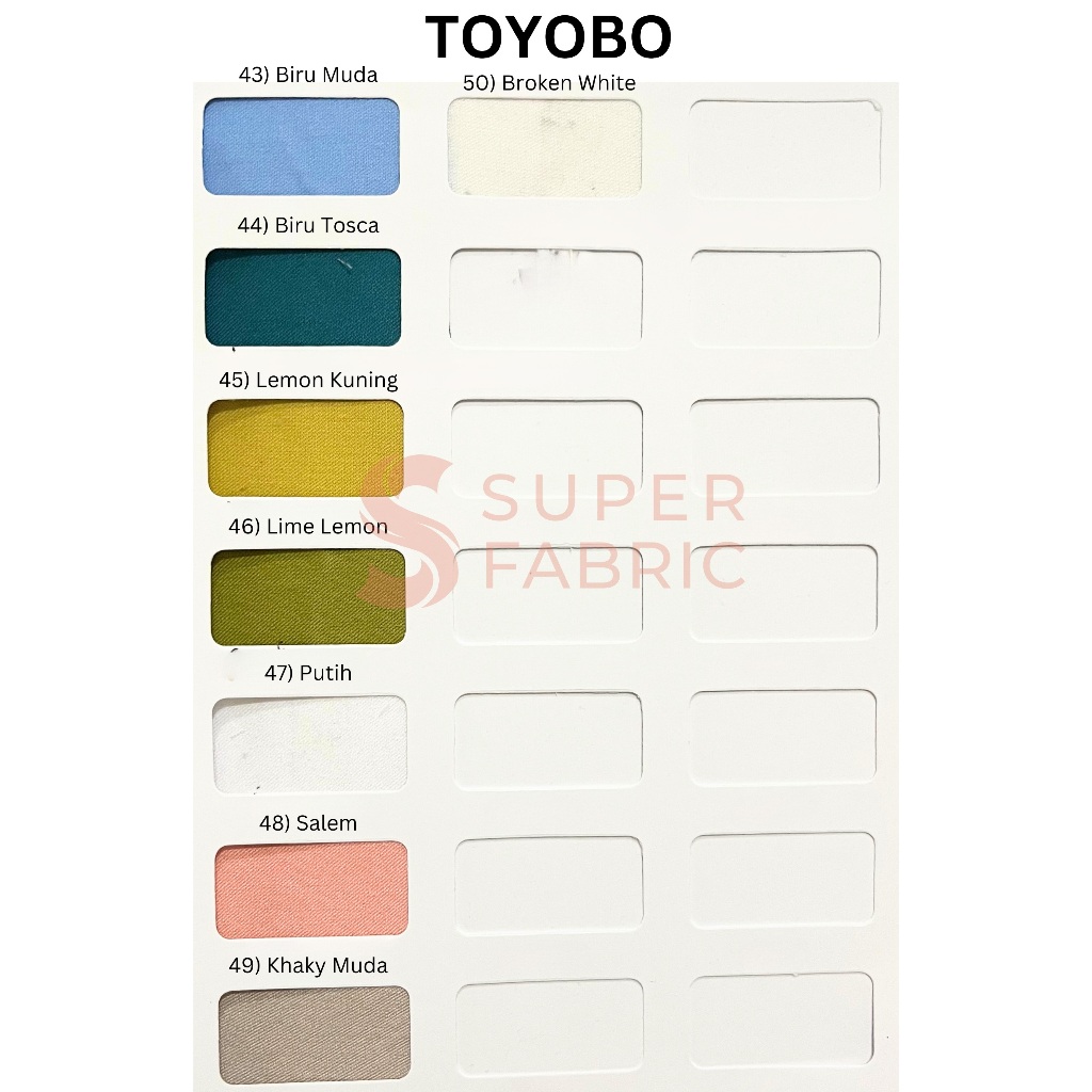 0,5 meter Bahan Kain Fabric Katun TOYOBO FODU / Kain Katun Jepang Polos