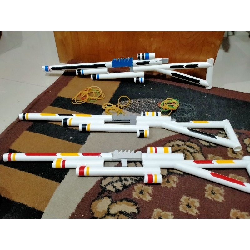 Mainan Tembakan Paralon / Mainan tembak PVC Peluru Karet Rubber Band Gun 5x tembak Kode AK71