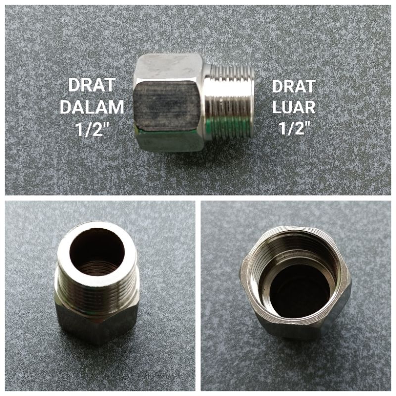 Nipple Sock Drat Luar Drat Dalam 1/2" Inch Sambungan Sok Pipa Besi