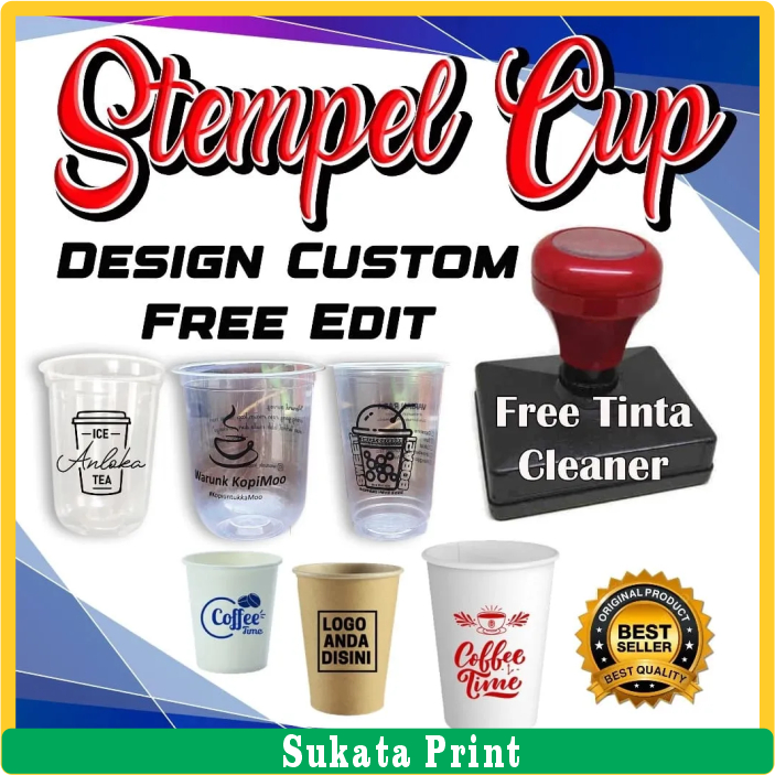 

Stempel Otomatis Stempel Gelas Cup Stempel Plastik Tinta Permanen Flas