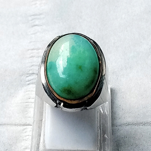 cincin batu akik giok hijau ring monel batu asli