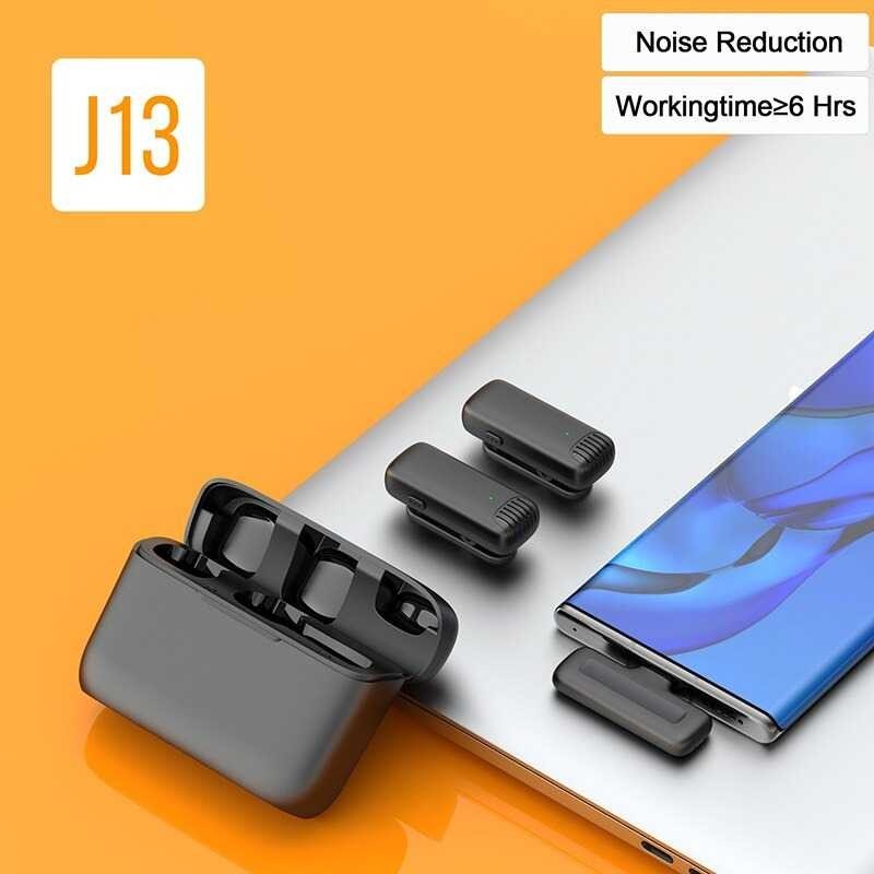 SENXIN J13 Dual Microphone Wireless Lavalier 2 Mic Nirkabel Mic Portabel Mic HP Smartphone Klip Untu