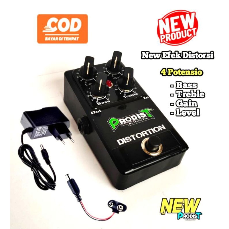 Efek Gitar Distorsi Pedal Efek Gitar Distorsi 4PH & Efek Gitar Delay Bonus Klip baterai & Pick Gitar