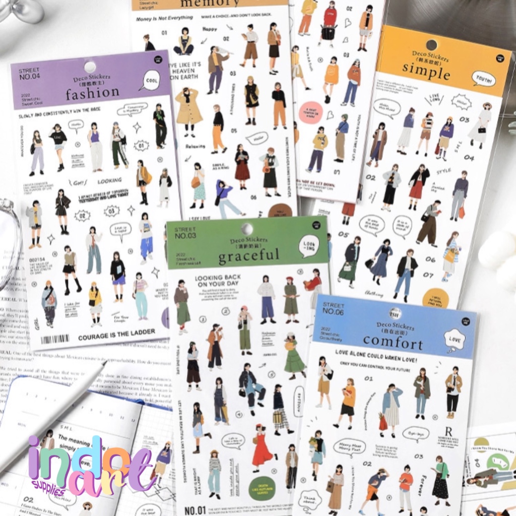 

(IAS) B9 - Material Paper Deco Sticker Unik Stiker Scrapbook Daily Journaling Korean Style Kiss Cut Besar Japan Style Fashion
