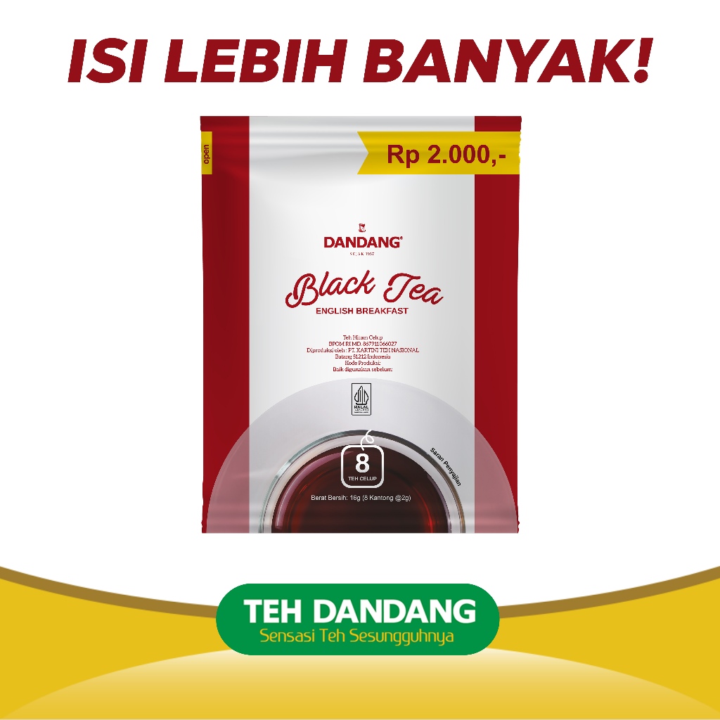 

Teh Dandang Black Tea 1 Renceng x 10 Sachet x 8 Kantung Teh 2gr