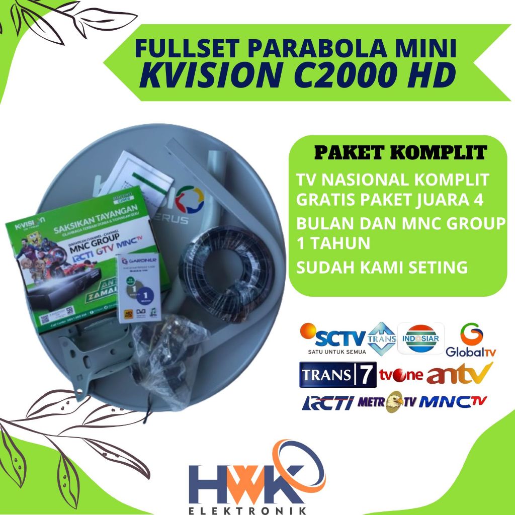 Paket Parabola Mini Dish 45cm K-vision ready MNC grup gratis 1 tahun