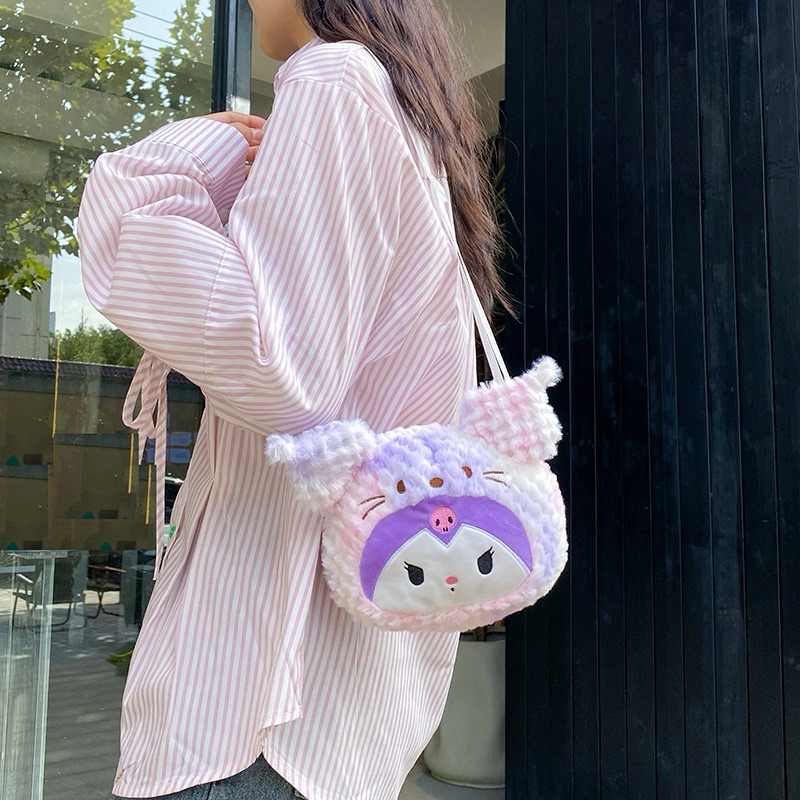 Tas Selempang Bulu Boneka Melody/ Tas Selempang Bulu Boneka Cinnamoroll/ Tas Selempang Bulu Boneka