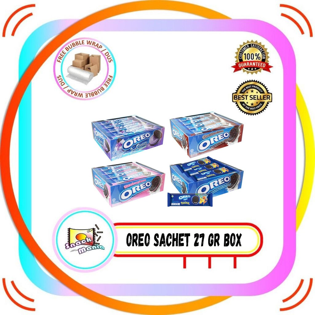 

Oreo Biscuit Sandwich Isi 3 Original Vanilla Strawberry Chocolate 27 gr x 12 pcs LUP BOX