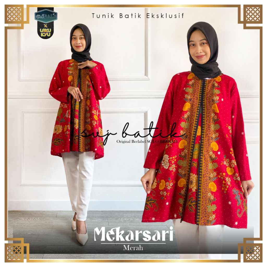 TUNIK Atasan batik wanita batik resleting belakang free size baju kerja kantor baju kondangan by svj