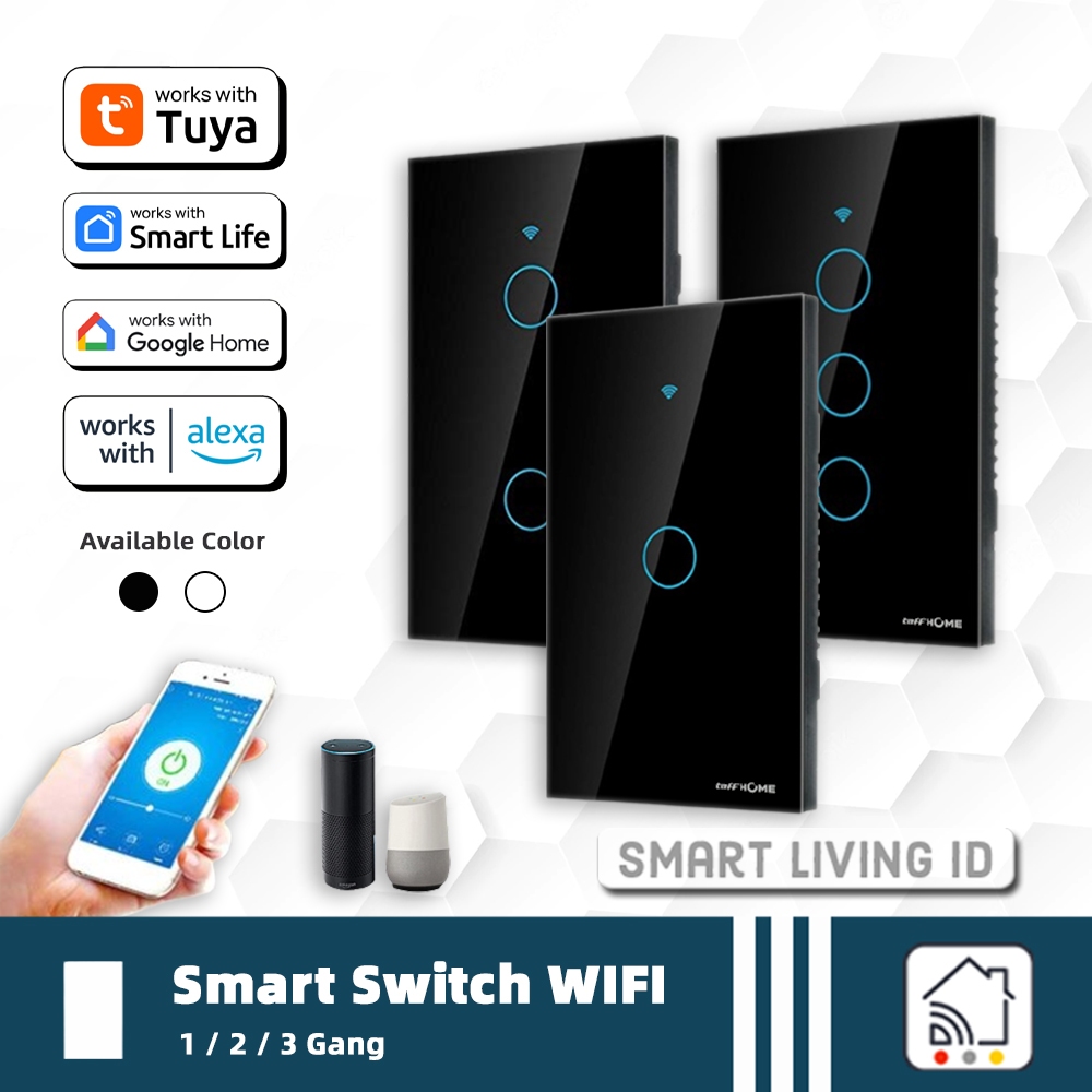 Saklar Lampu Tuya Smart Wall Switch WIFI RF433 Google Home Assistant Amazon Alexa IoT Automation
