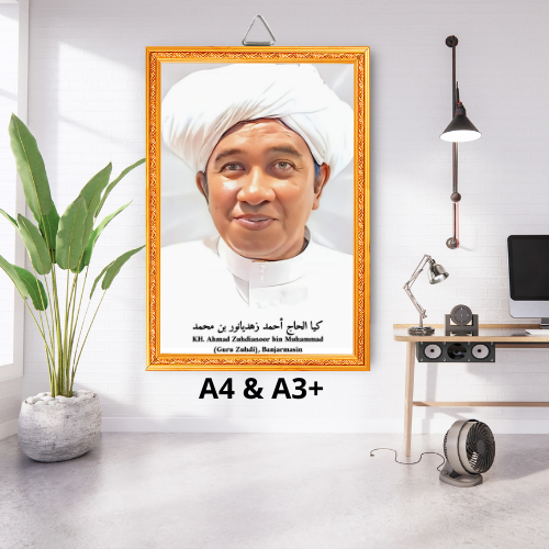 Foto Poster Guru Zuhdi / KH Ahmad Zuhdianoor Ulama Wall Decor Kayu Frame