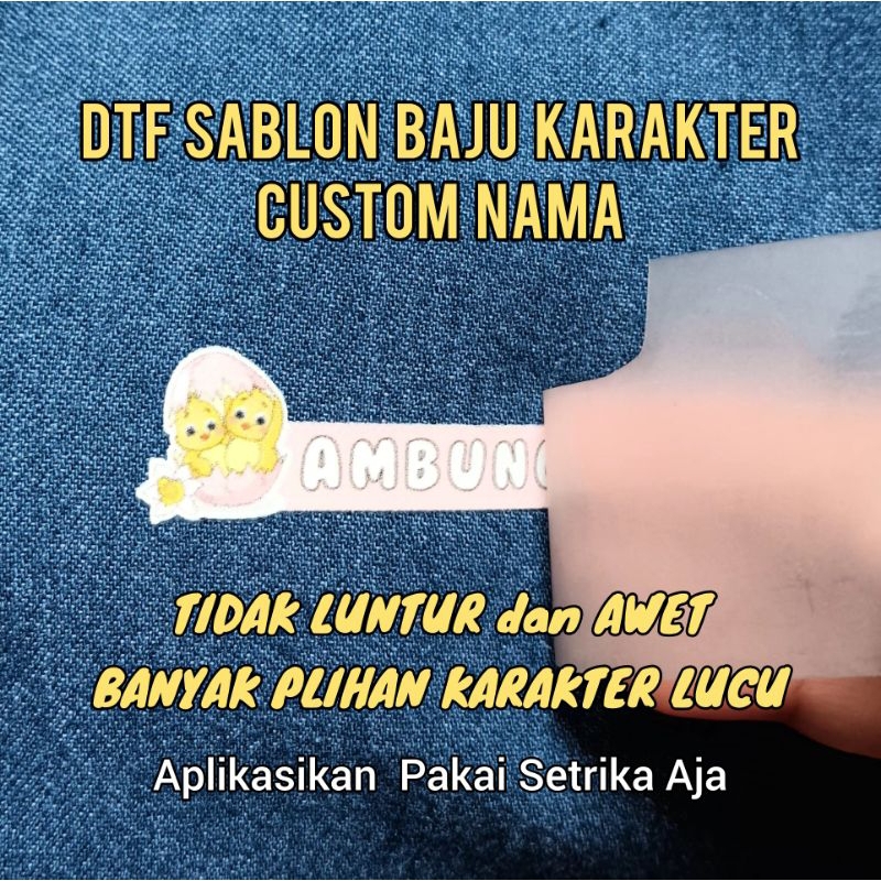 

[mp28 b] 60PCS DTF Sablon Nama Karakter Stiker Baju Stiker Kain Stiker Nama Sablon Setrika