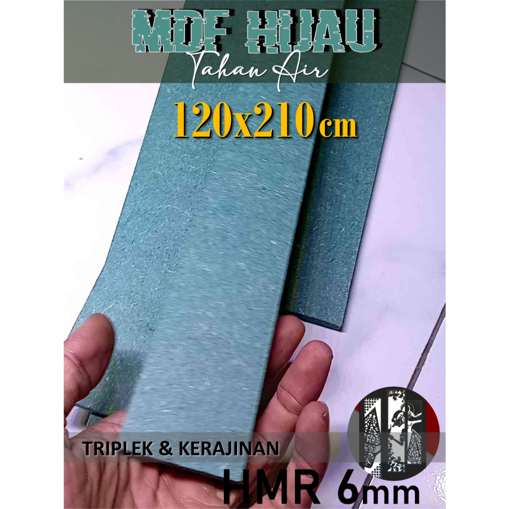HMR 6mm | MDF HIJAU 6mm 120x210 cm Kualitas Premium (120 x 210 | 210x120 | 210 x 120 cm)