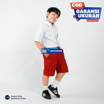 SETELAN SERAGAM ANAK SEKOLAH SD MERAH PUTIH PENDEK LAKI LAKI BAHAN ADEM COD
