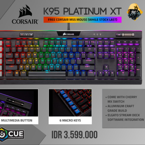 Corsair K95 RGB Platinum XT Gaming Keyboard Cherry MX Switch