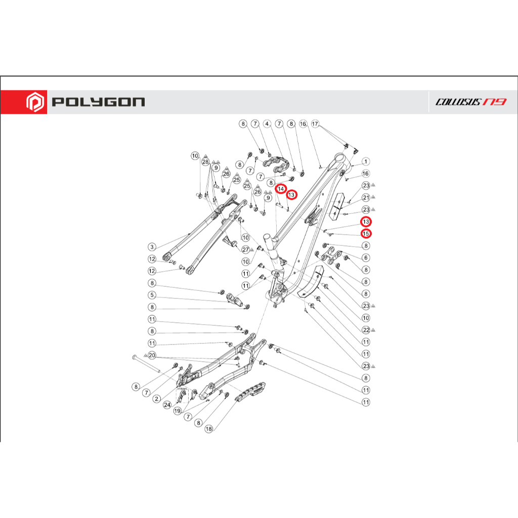 Rear Shock Bolt Polygon Collosus N9 - baut rear shock