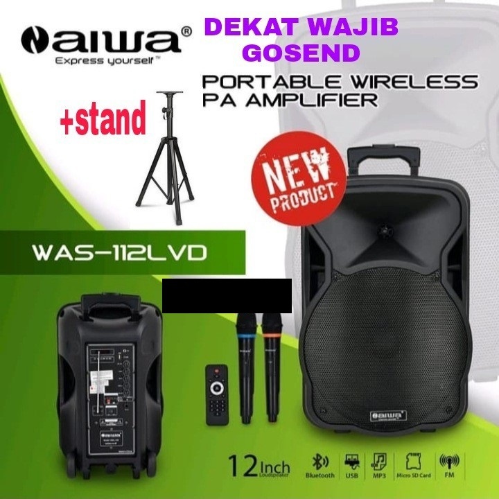 Speaker Portable Aiwa 12 Inch Was 112 LVD+STAND