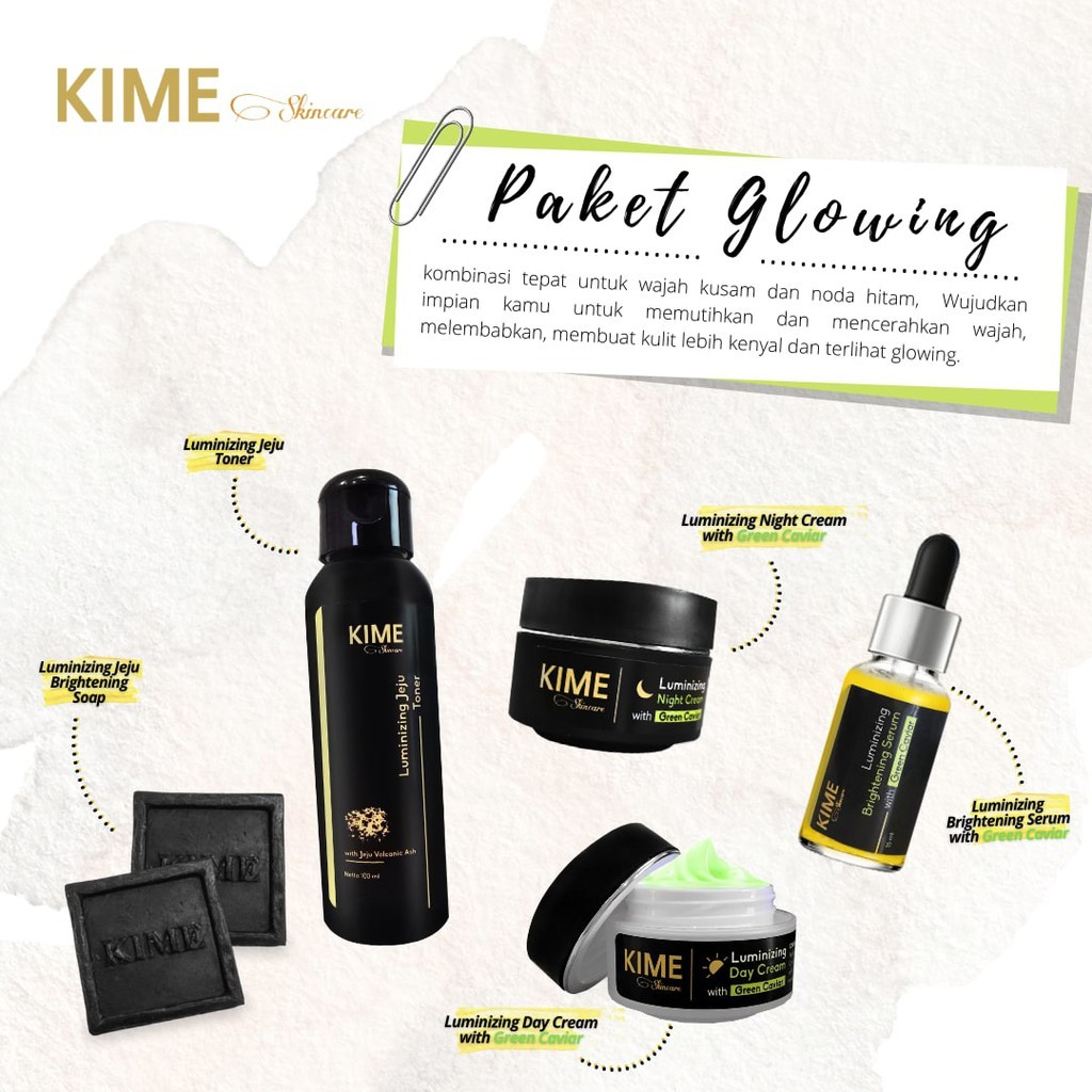 TERMURAH KIME SKINCARE LUMINIZING DAY CREAM NIGHT CREAM TONER KIME SOAP ORIGINAL