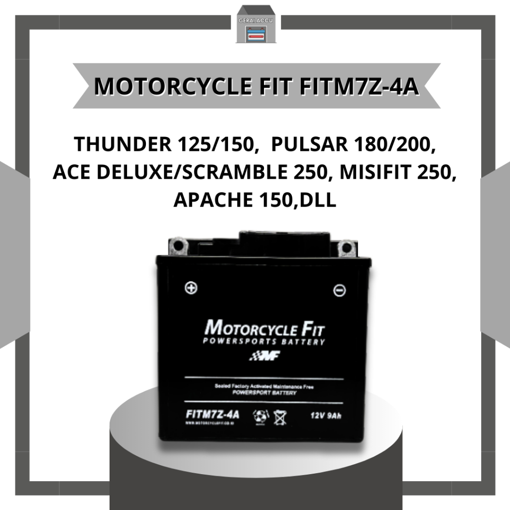 Aki motor thunder aki Kering FITM7Z-4A Untuk Motor Thunder Series, Pulsar 180/200 MOTORCYCLE FIT
