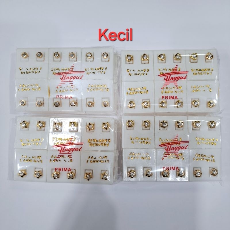 Anting Ceplik KECIL Sepuh Emas Lusinan 12pasang Grosir