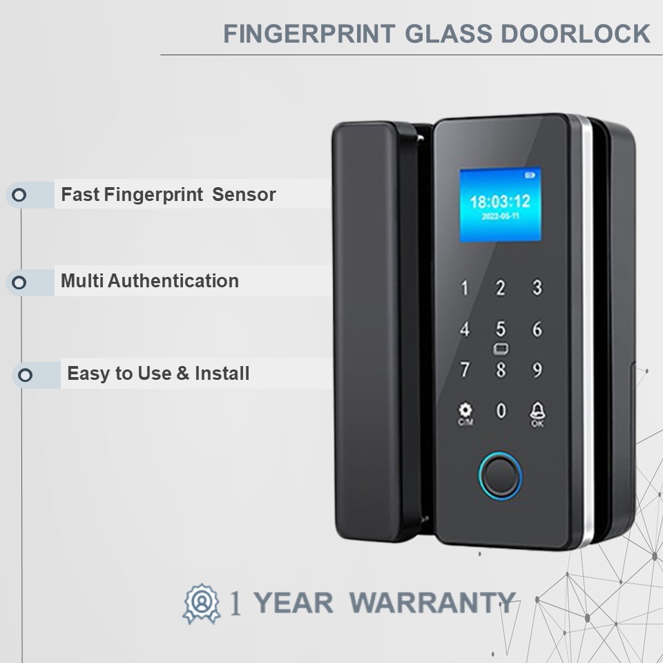 KUNCI PINTU KACA DIGITAL SIDIK JARI / SMART GLASS DOOR LOCK FINGER PRINT doorlock