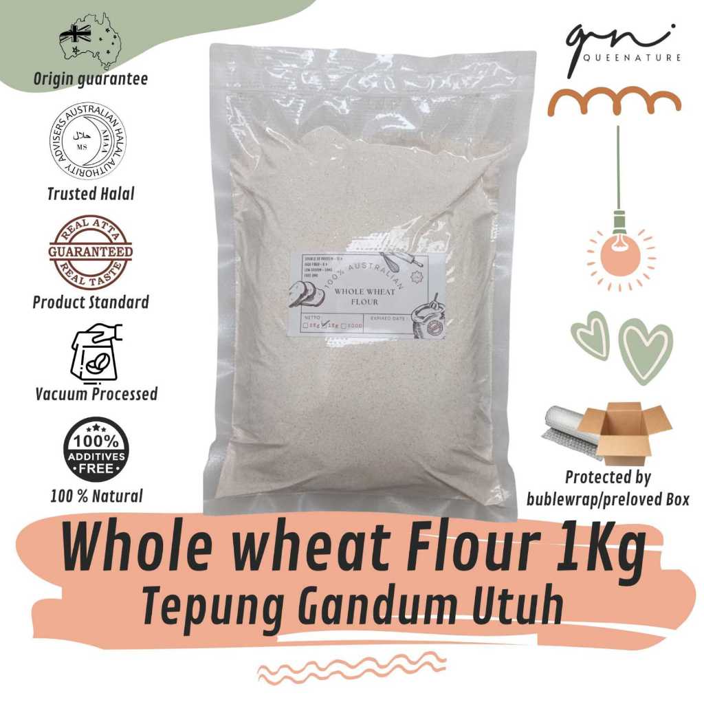 

Australian Whole Wheat/ Gandum Utuh halus Australia 1Kg Queenature