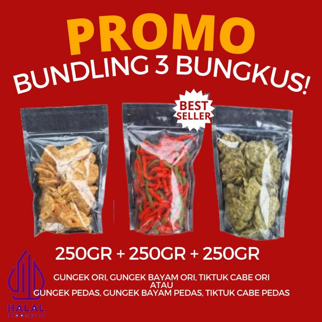 

[Live] (Bundling 3 Pcs 250gr x 3) Gungek Ori, Gungek Bayam, Tiktuk/Sistik (Pedas dan Original)