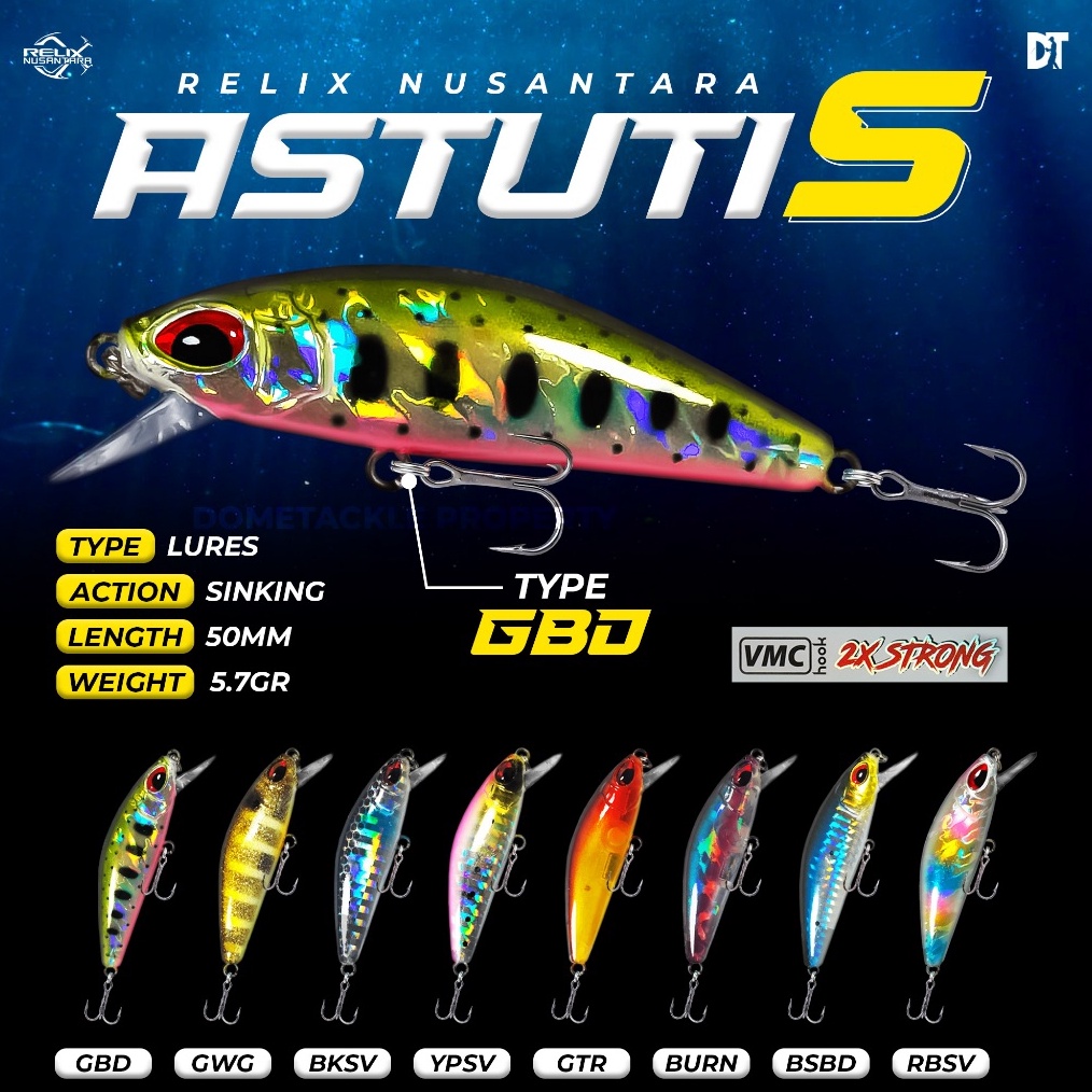 KODE N95S MINNOW ASTUTI S RELIX NUSANTARA VMC HOOK UMPAN PANCING UL ULTRALIGHT CASTING SINKING TENGG