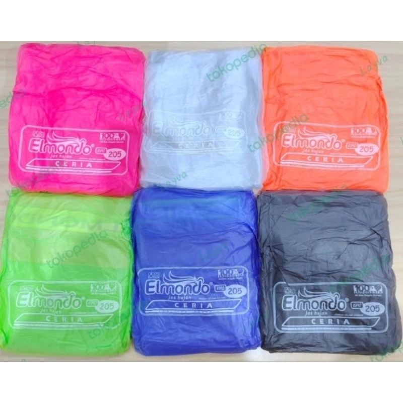 Jas Hujan Elmondo Poncho 205 Terusan ( Free Celana ) Model daster Lengan Ceria
