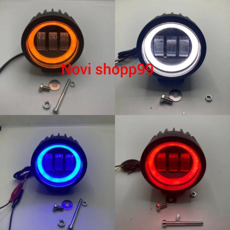 KODE A5K7 lampu tembak daymaker 3 mata sorot bulat 3 Watt 6D mobil motor universal