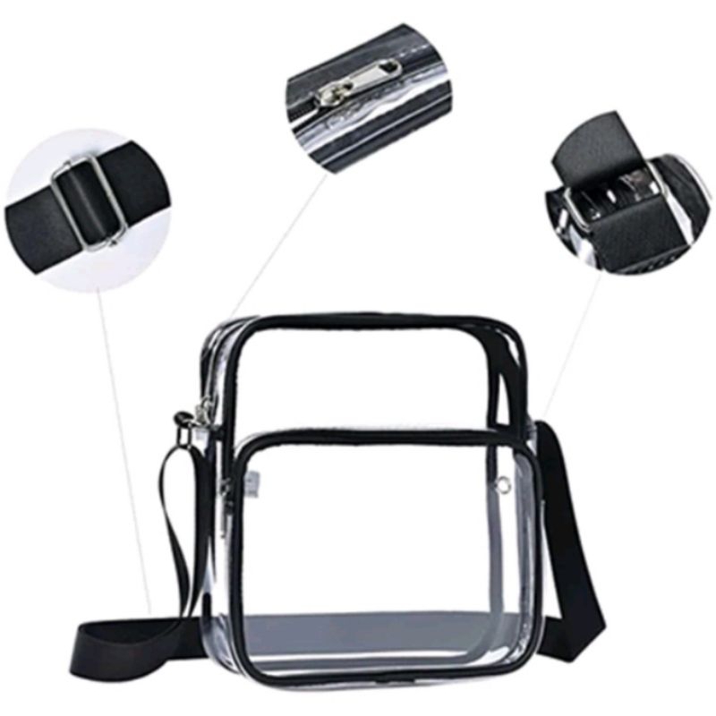 TAS SELEMPANG BENING TRANSPARAN PVC KASUAL - TAS MASSANGER BAHU OLAHRAGA PRIA