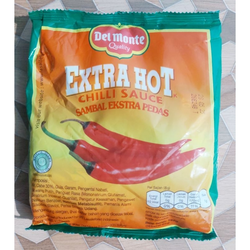 

[1 PACK] Del Monte Extra Hot Chilli Sauce Isi 24 x 8 g