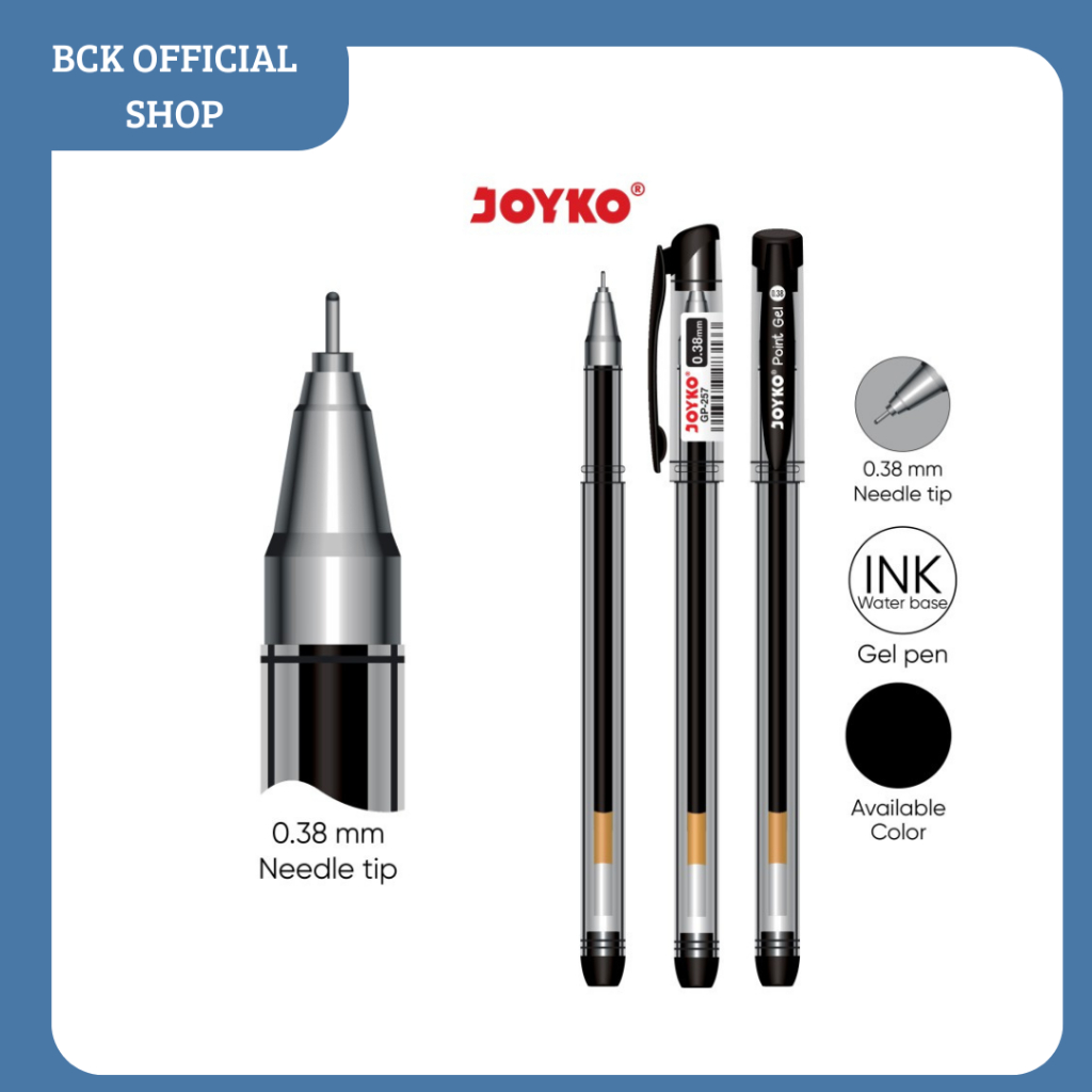 

Gel Pen GP-257 Joyko / Pulpen Point Gel 0.38 mm - Hitam (PACK)
