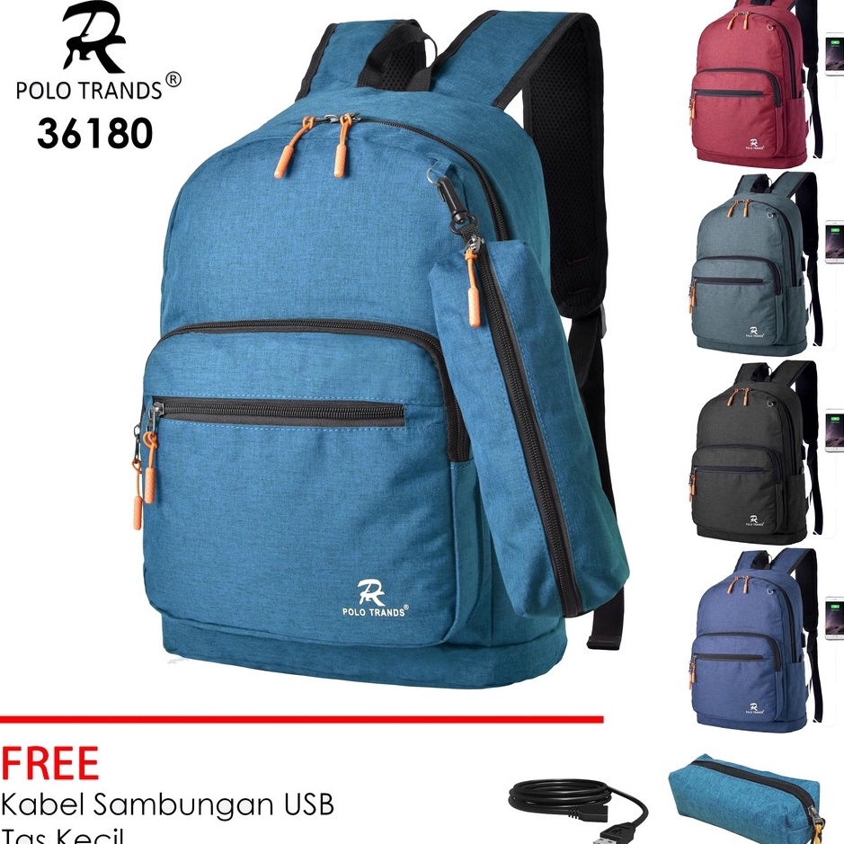 KODE D27D Polo Trands Tas Ransel Wanita Bonus Tas Kosmetik  Tas Punggung  Tas Sekolah Wanita 3618