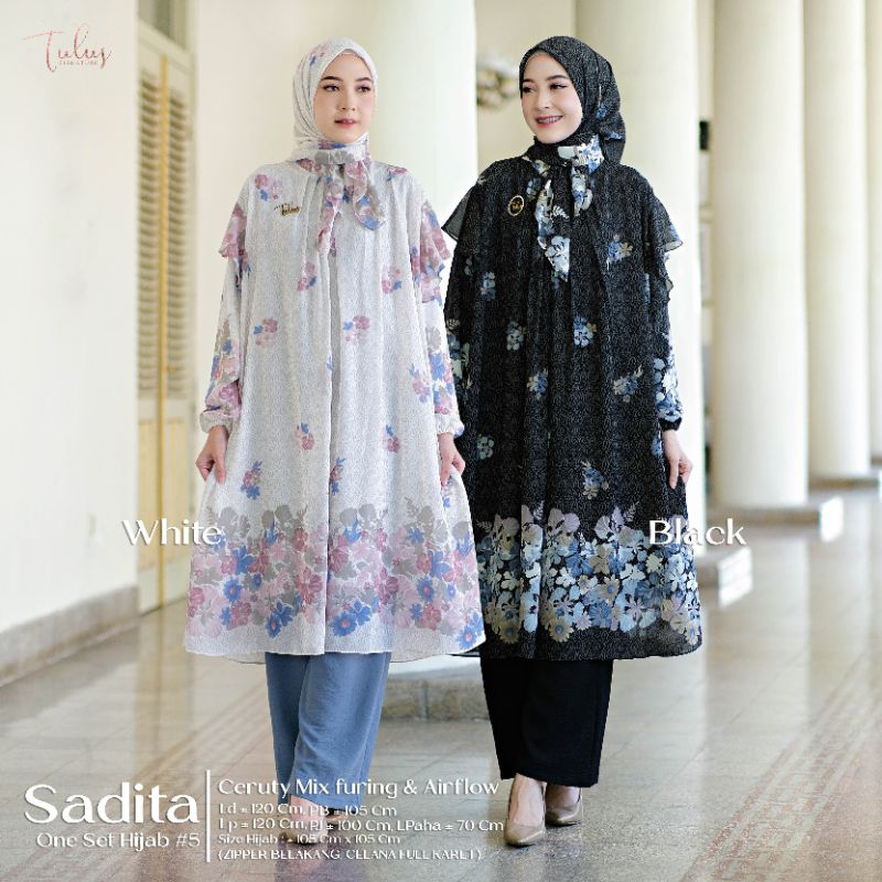 SADITA #5 ONESET HIJAB TUNIK JUMBO LD 120 CERUTY MIX AIRFLOW BY TULUS