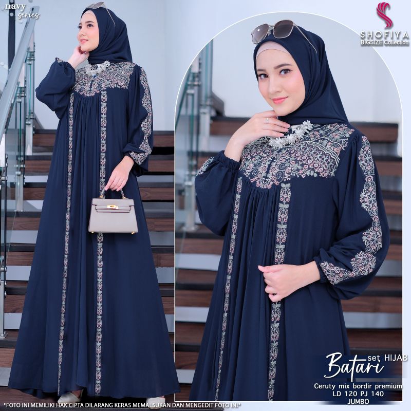 GAMIS JUMBO LD 120 LD120 SET JILBAB DRESS HIJAB SET PREMIUM ELEGAN MEWAH CERUTY MIX BORDIR KONDANGAN