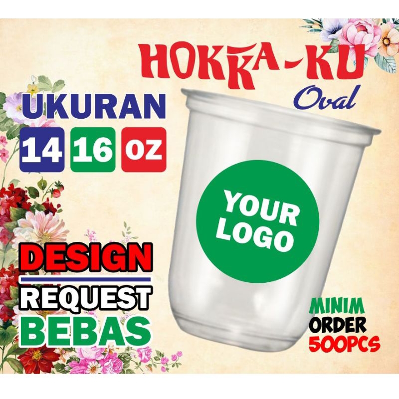 sablon cup hokaku 12 14 16oz oval