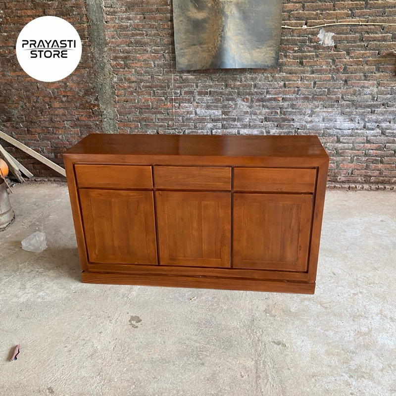 bufet tv minimalis jati - bufet jati minimalis 150cm model terbaru murah