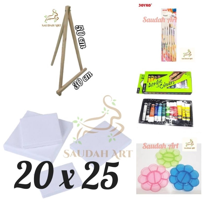 

NEW PROMO Paket Lengkap Kanvas 2x25 kanvaskuaspaletcat akrilikeasel