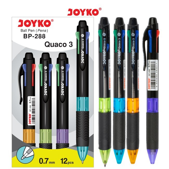 

❤️H2O❤️ NEW Ball Pen | Bolpoin | Bolpen BP - 288 Quaco 3 / Bolpen 4 Warna Warni Joyko 0.7 mm