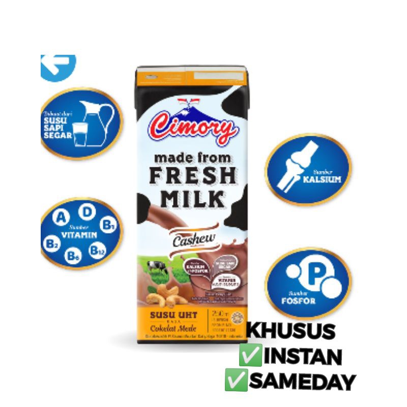 

Susu Cimory UHT Frrsh Milk 250 ml Cashew SAMEDAY INSTAN