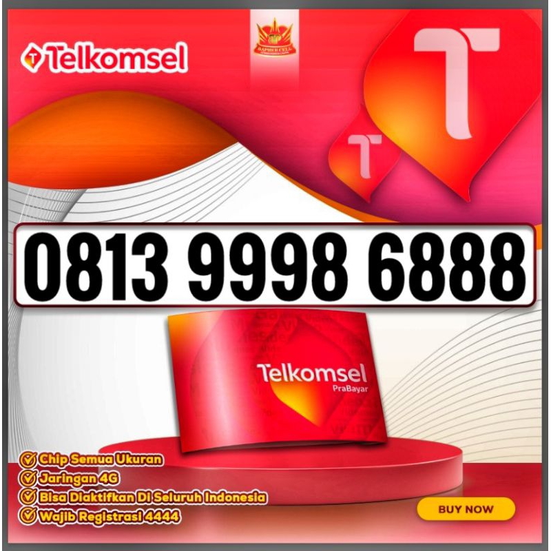 KARTU PERDANA NOMOR CANTIK TELKOMSEL SIMPATI - NOMER 777 - 888 - 999 - 7777 - 8888 - NOCAN - KARTU C