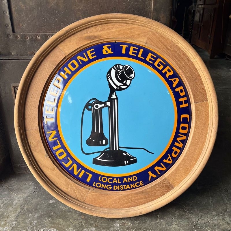 Papan Iklan Enamel Limcoln Telephone & Telegraph Company Lawas Jadul Tua Small