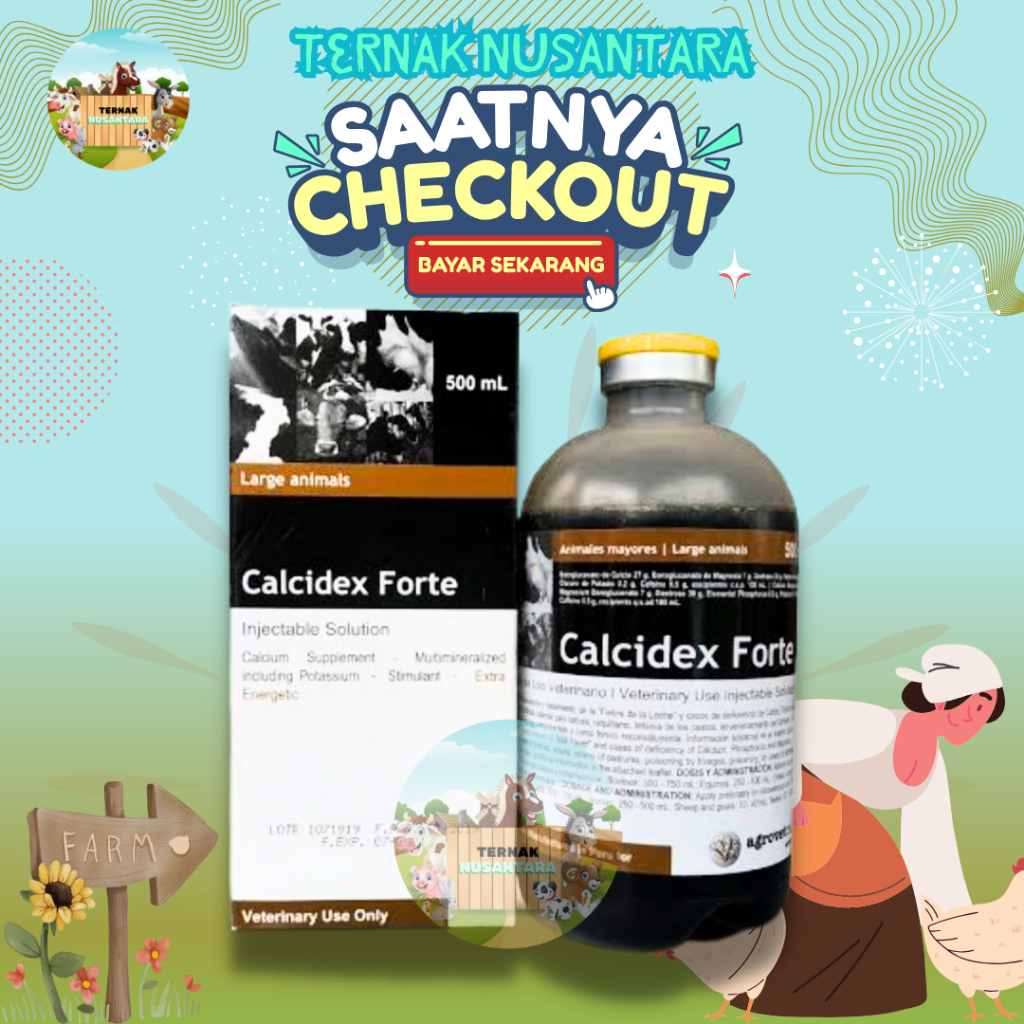 Calcidex Forte 500 ml - Obat Ketosis Milk Fever Ambruk Hewan Ternak