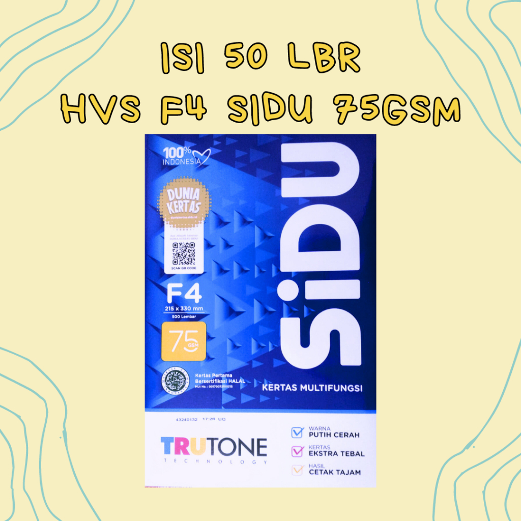 

Kertas HVS F4 75 gsm | isi 50 lembar
